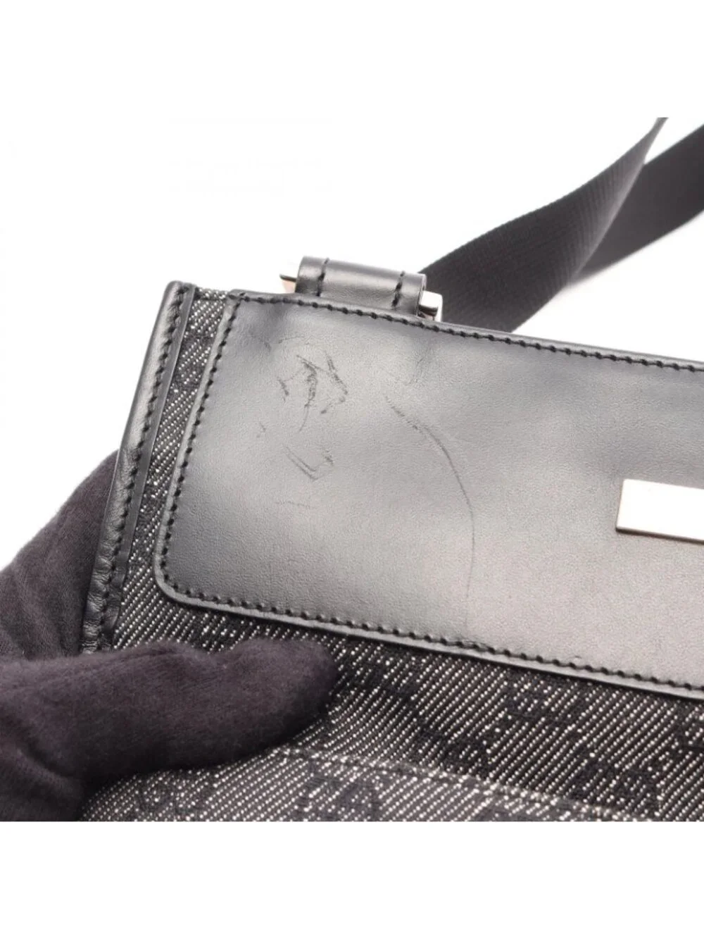 Gucci Shoulder Bag GG Canvas Gray Black - Picture 5 of 8